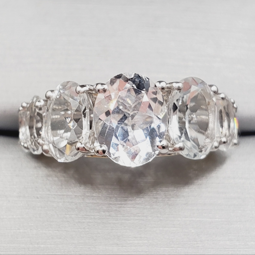 7 Carat Genuine White Topaz Yellow Gold | 925 Sterling Silver Statement Ring